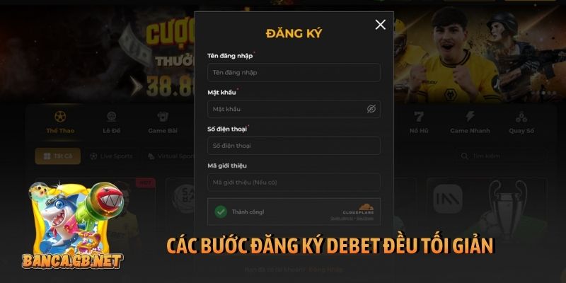Các bước đăng ký Debet đều tối giản